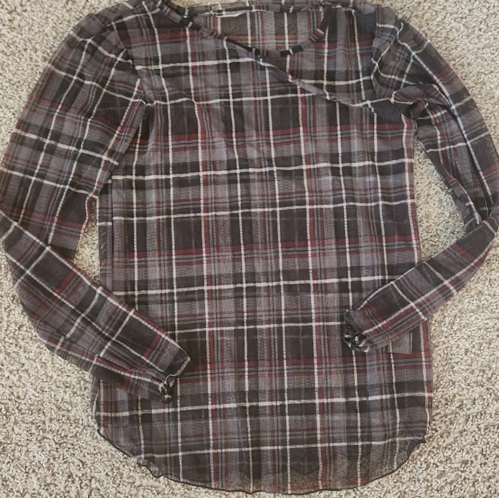 Mesh plaid shirt